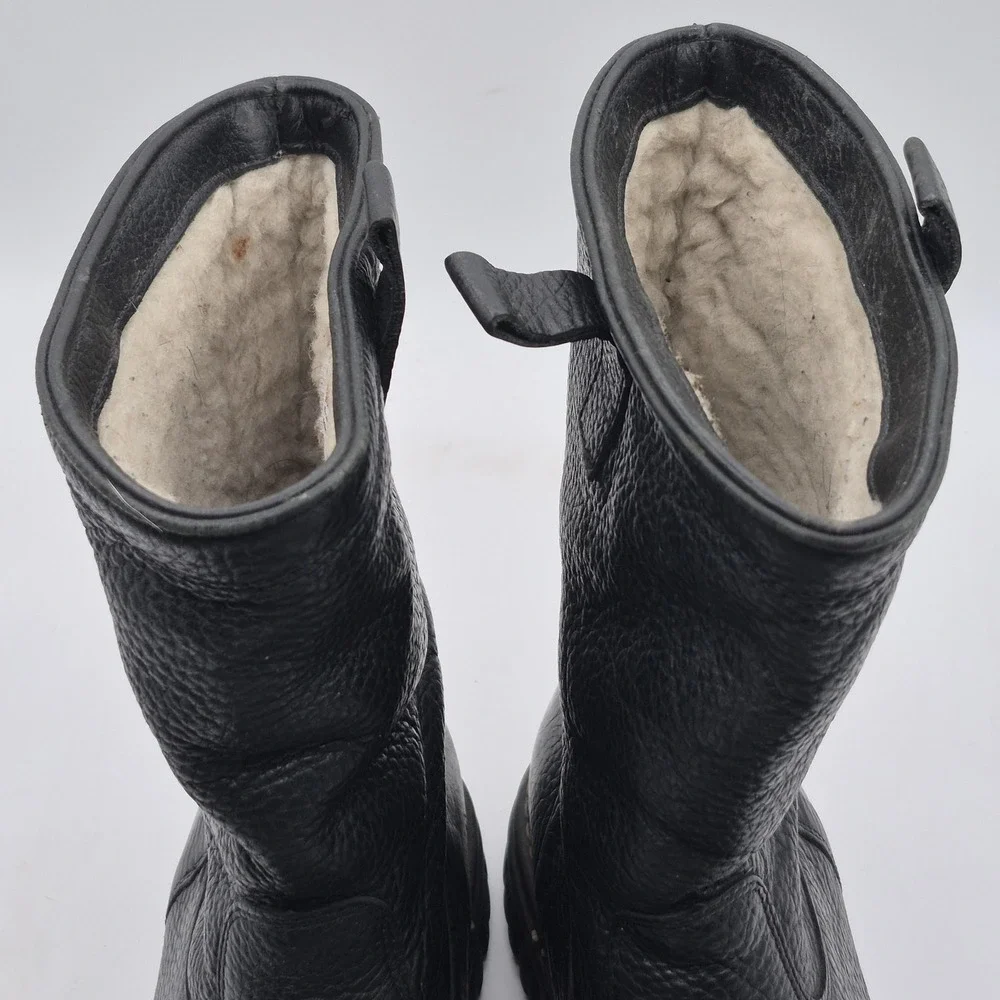 Blondo Snow Boots Winter Mens Size 9 Black Leather Wool Lined Pull On Canada‎